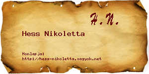 Hess Nikoletta névjegykártya